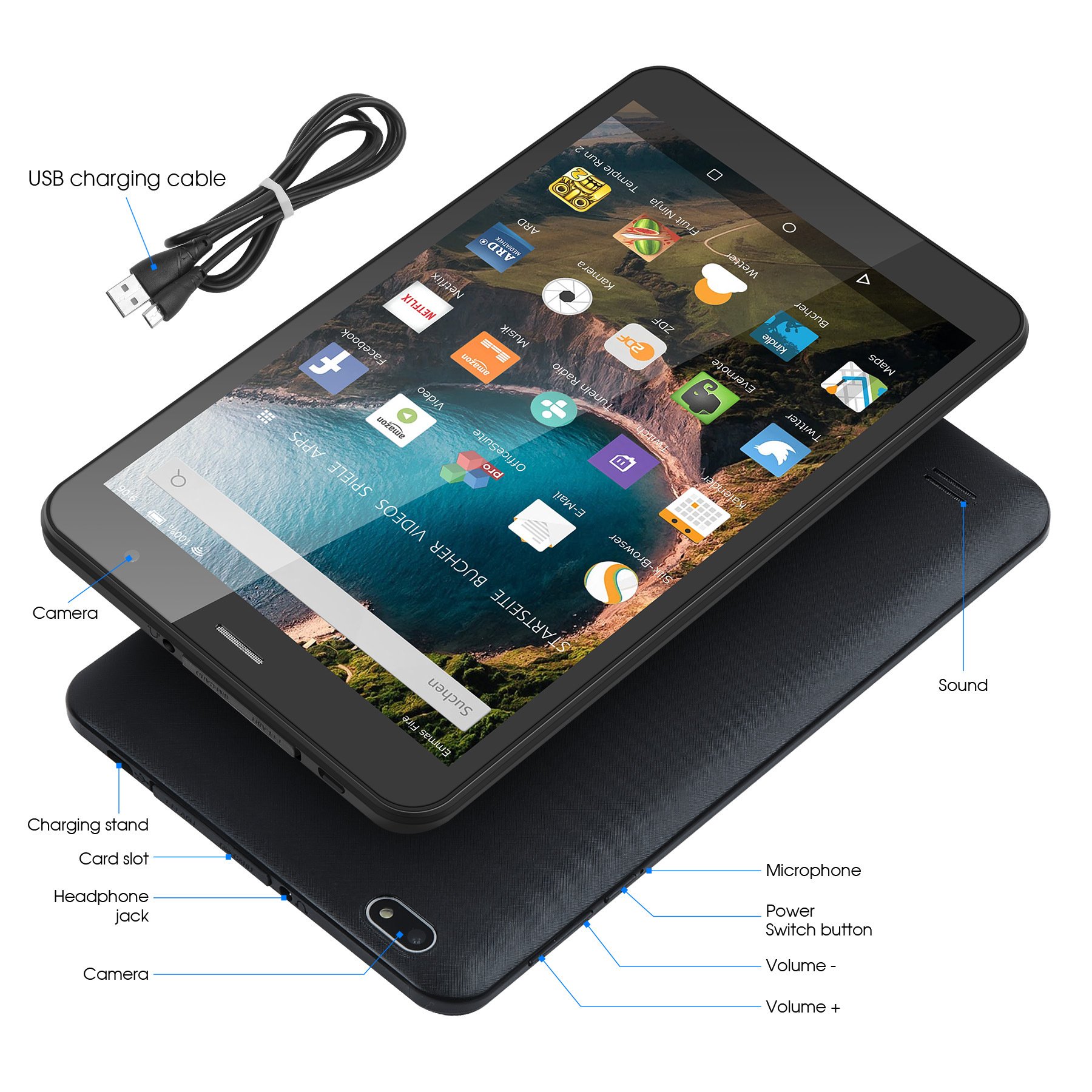 8inch MTK6735 Quadcore 1G+16GB Android 7.0 GPS Dual SIM Call Tablet 1280X800IPS 8" 3G kids Tablet
